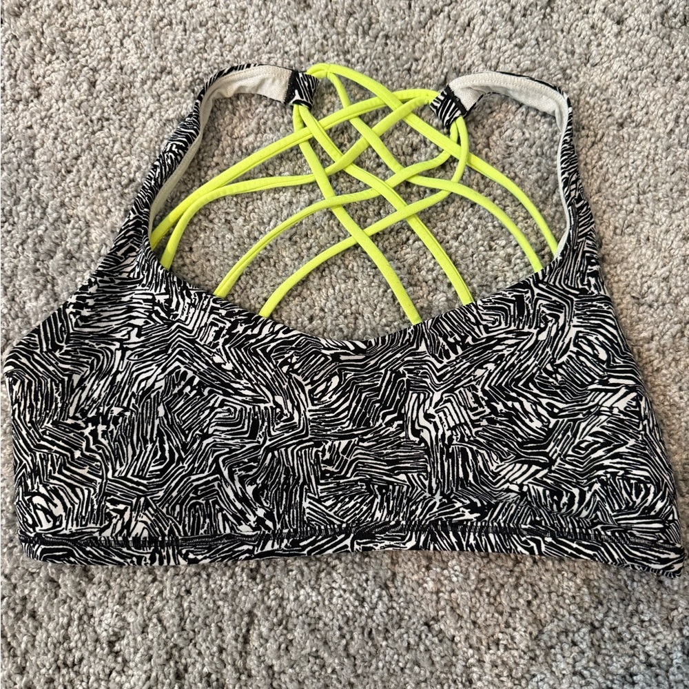 Lululemon Athletica Zebra Print Sports Bra with Neon Straps